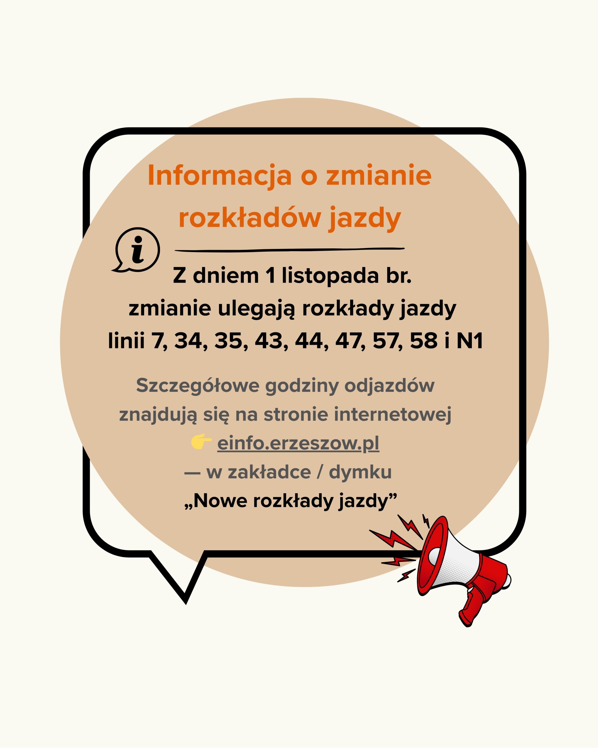 zmiana rozkładu jazdy od 1.11