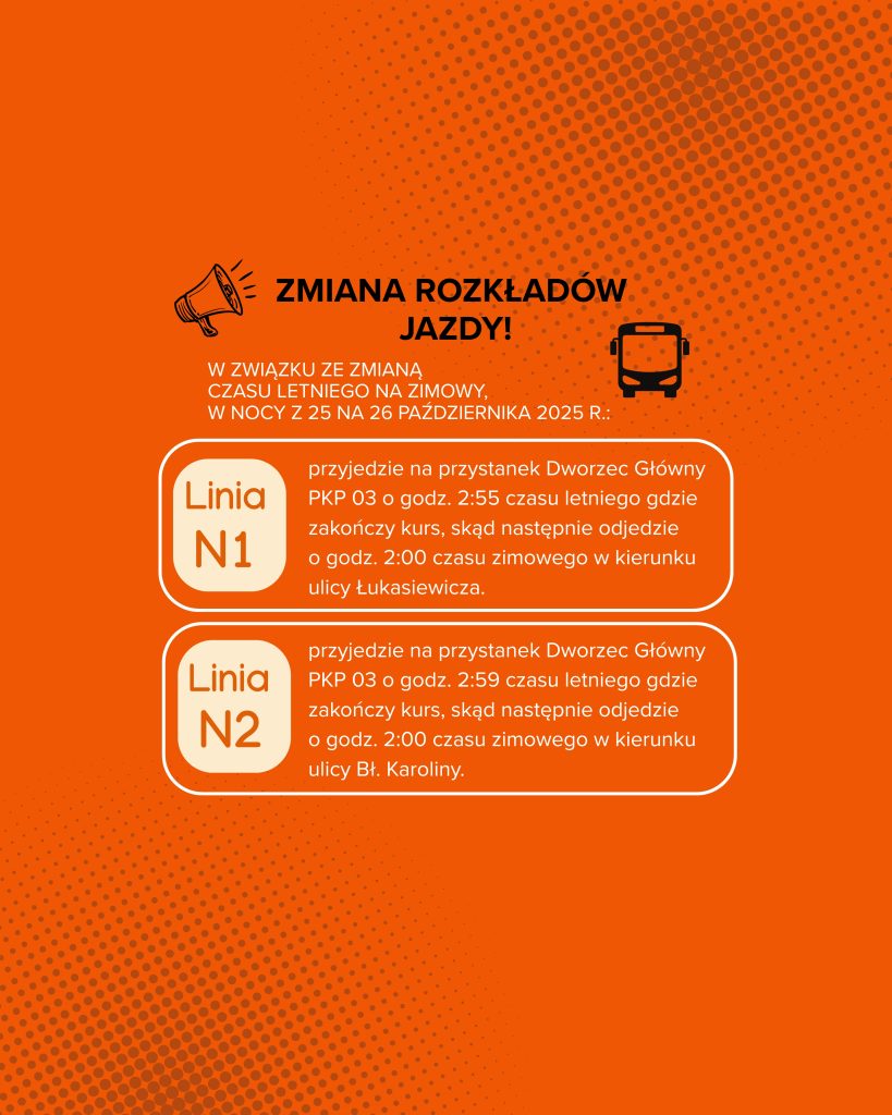 Kursowanie linii nocnych w związku ze zmianą czasu z letniego na zimowy