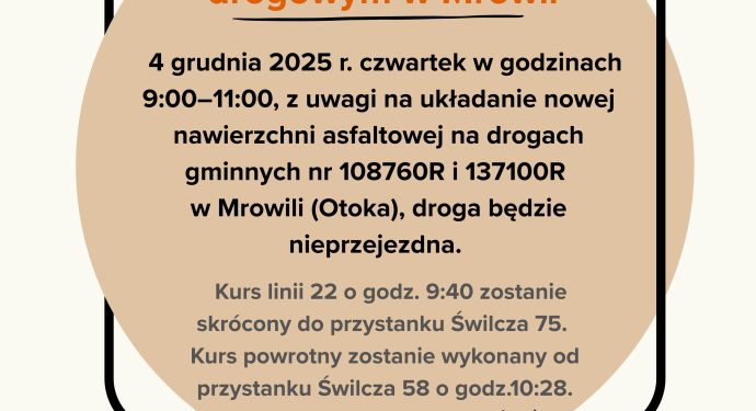 utrudnienia w ruchu Mrowla