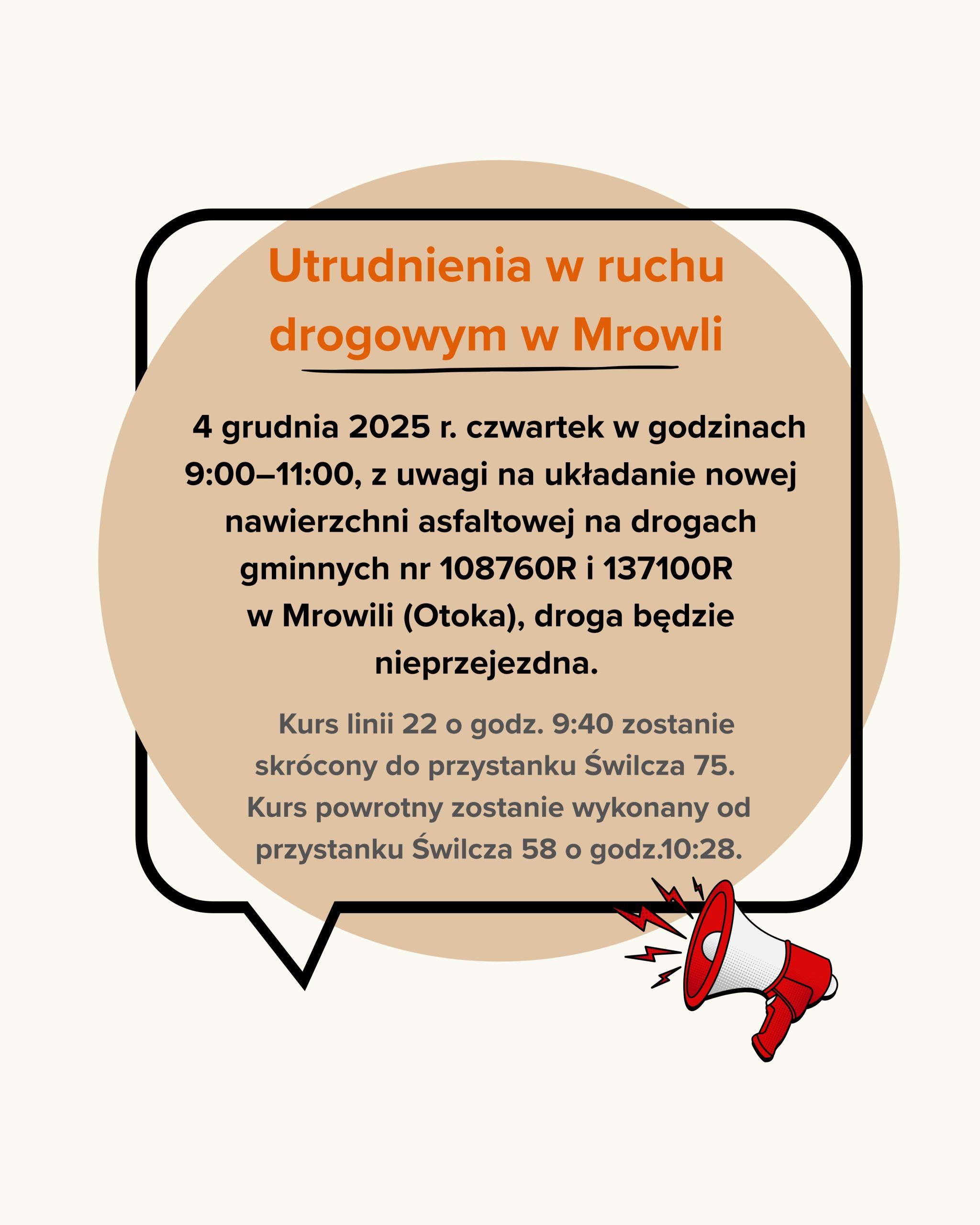 utrudnienia w ruchu Mrowla