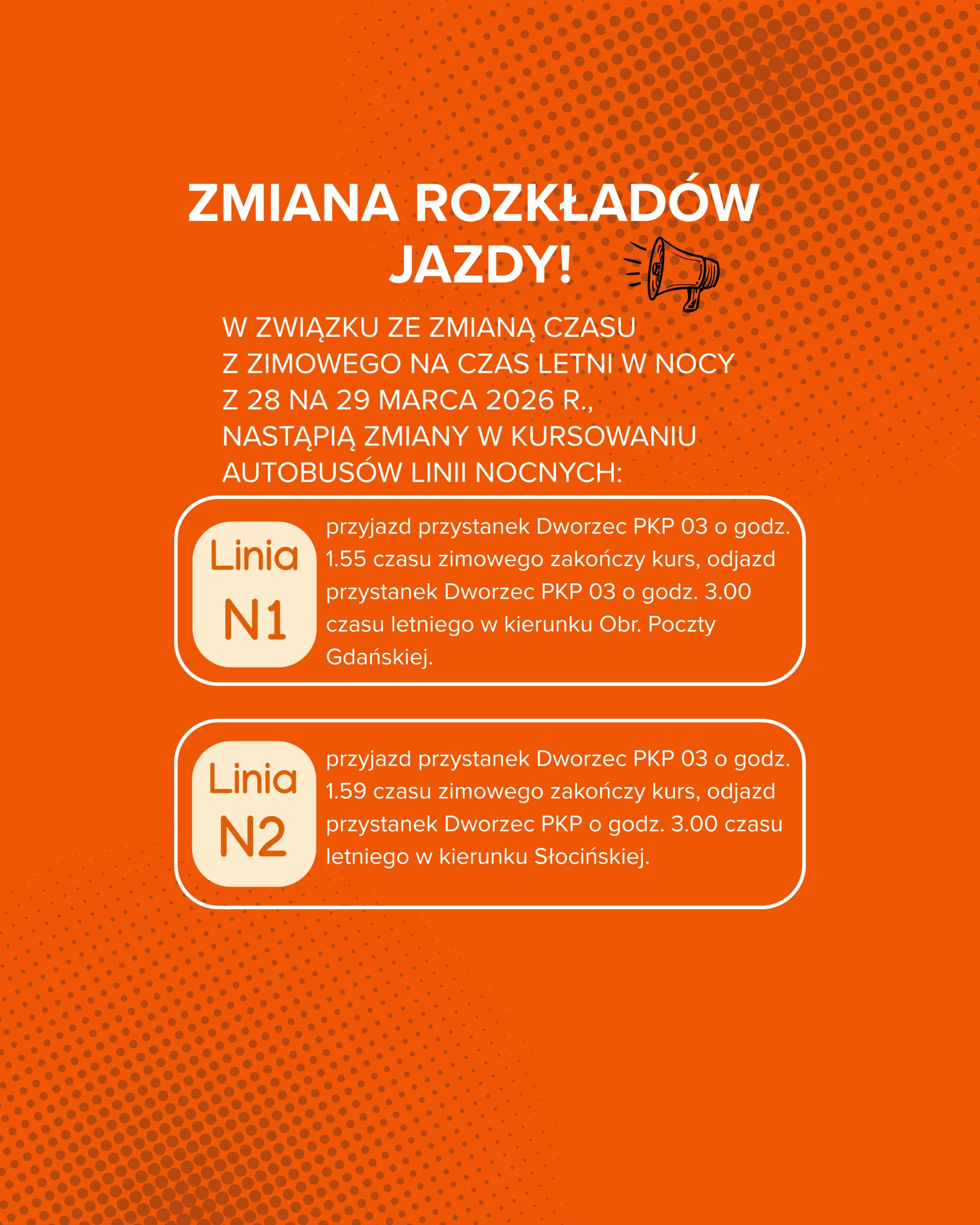 Zmiana rozkładów jazdy
