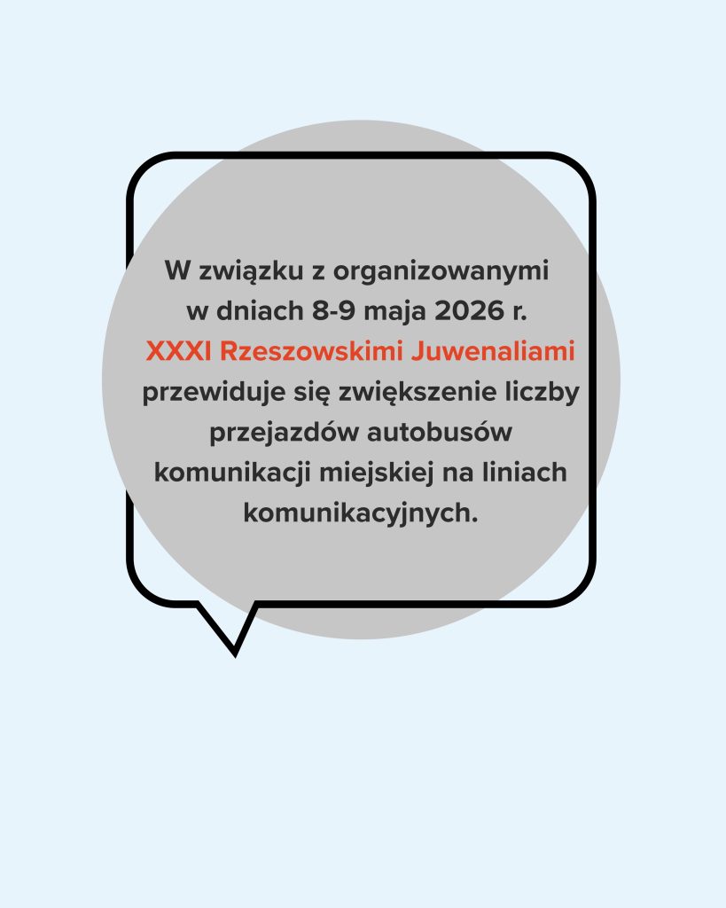 Informacja o przejazdach autobusami Komunikacji Miejskiej na XXXI Rzeszowskie Juwenalia