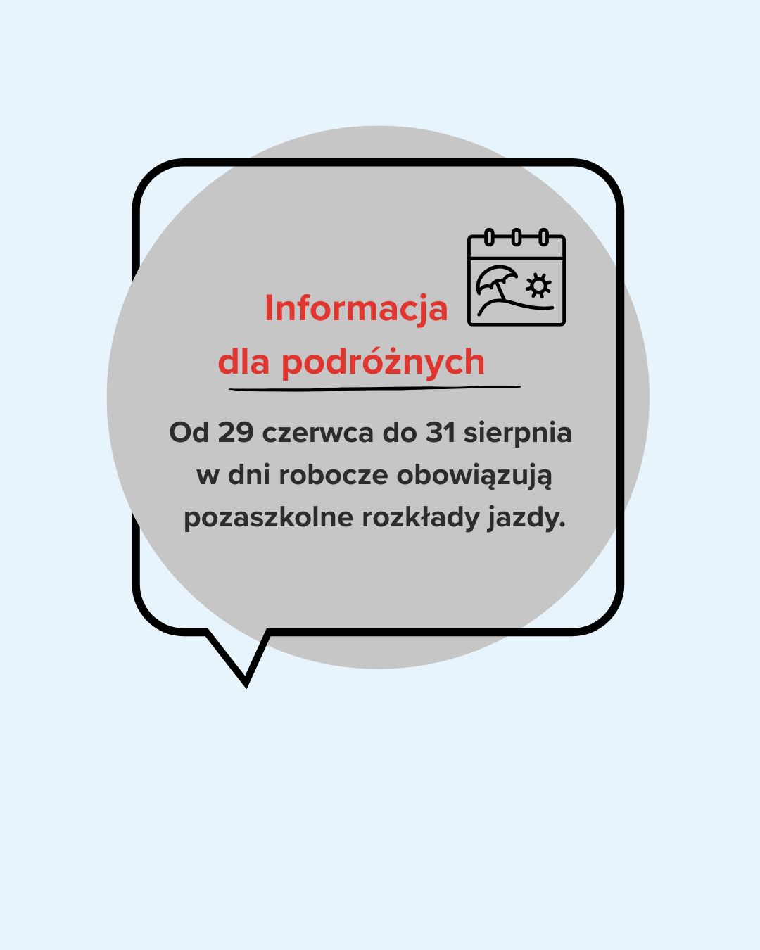 rozklad jazdy na wakacje