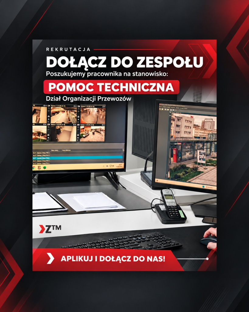 Poszukujemy pracownika na stanowisko Pomoc Techniczna w Dziale Organizacji Przewozów