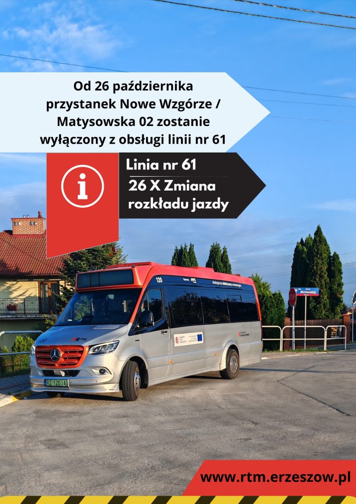 Zmiana rozkładu jazdy linii 61 od 26 października 2026 r.